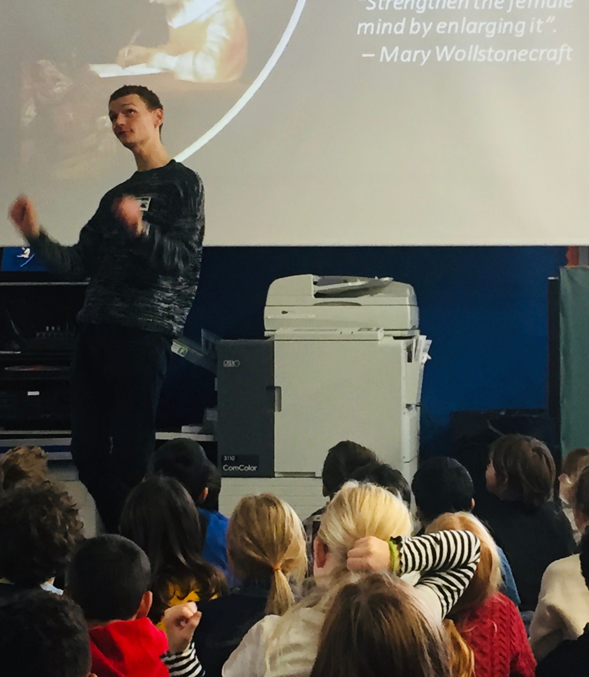 James Moriarty leads the pupils in our special Wollstonecraft song sung in a round